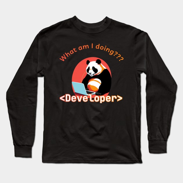 Confused Panda - Bad Coder Long Sleeve T-Shirt by Artevak